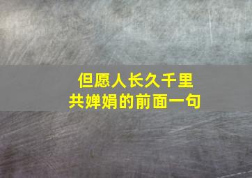 但愿人长久千里共婵娟的前面一句