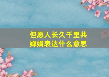 但愿人长久千里共婵娟表达什么意思