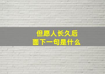 但愿人长久后面下一句是什么