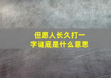 但愿人长久打一字谜底是什么意思