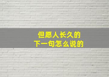 但愿人长久的下一句怎么说的