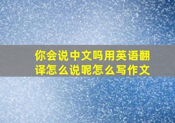 你会说中文吗用英语翻译怎么说呢怎么写作文