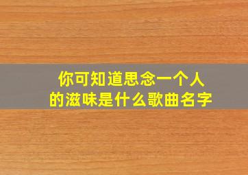 你可知道思念一个人的滋味是什么歌曲名字