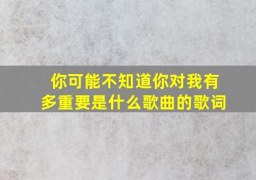 你可能不知道你对我有多重要是什么歌曲的歌词