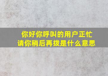 你好你呼叫的用户正忙请你稍后再拨是什么意思