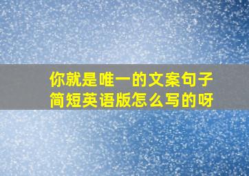 你就是唯一的文案句子简短英语版怎么写的呀