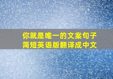 你就是唯一的文案句子简短英语版翻译成中文