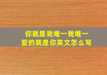 你就是我唯一我唯一爱的就是你英文怎么写