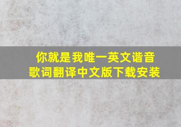 你就是我唯一英文谐音歌词翻译中文版下载安装