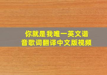 你就是我唯一英文谐音歌词翻译中文版视频