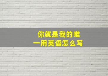 你就是我的唯一用英语怎么写