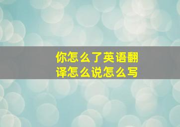 你怎么了英语翻译怎么说怎么写