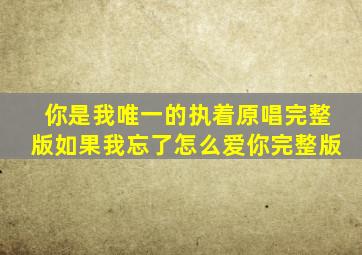 你是我唯一的执着原唱完整版如果我忘了怎么爱你完整版