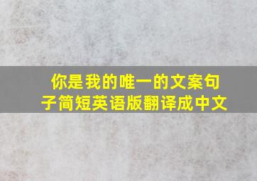 你是我的唯一的文案句子简短英语版翻译成中文