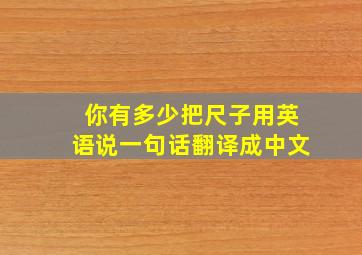 你有多少把尺子用英语说一句话翻译成中文