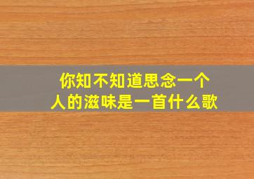 你知不知道思念一个人的滋味是一首什么歌