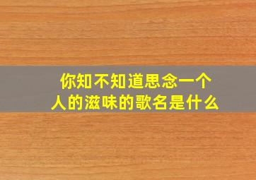 你知不知道思念一个人的滋味的歌名是什么