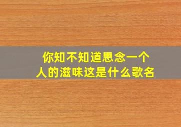 你知不知道思念一个人的滋味这是什么歌名