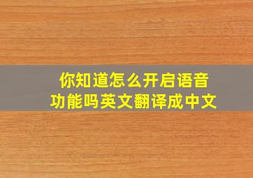 你知道怎么开启语音功能吗英文翻译成中文