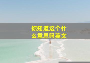 你知道这个什么意思吗英文