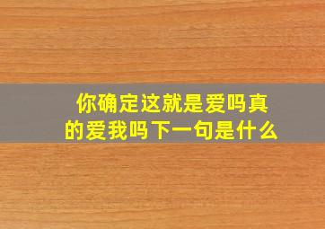 你确定这就是爱吗真的爱我吗下一句是什么