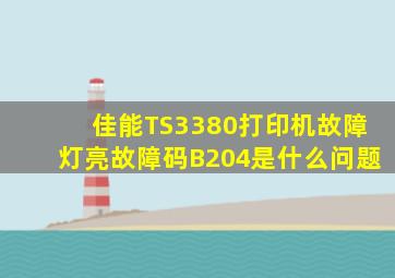 佳能TS3380打印机故障灯亮故障码B204是什么问题