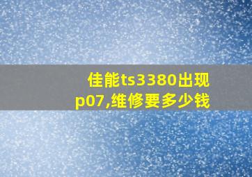 佳能ts3380出现p07,维修要多少钱