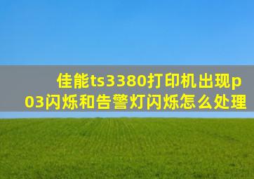 佳能ts3380打印机出现p03闪烁和告警灯闪烁怎么处理