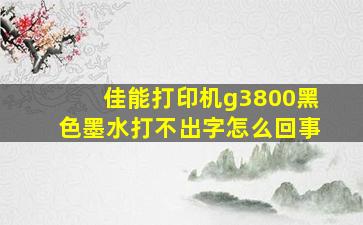 佳能打印机g3800黑色墨水打不出字怎么回事