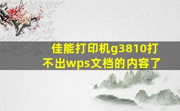 佳能打印机g3810打不出wps文档的内容了