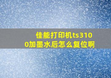 佳能打印机ts3100加墨水后怎么复位啊