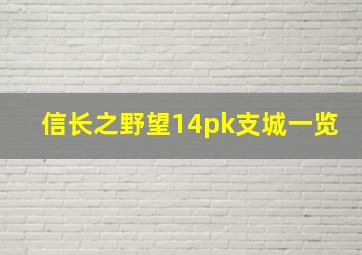 信长之野望14pk支城一览