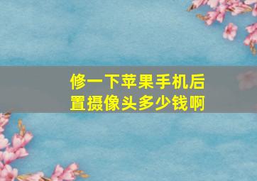 修一下苹果手机后置摄像头多少钱啊