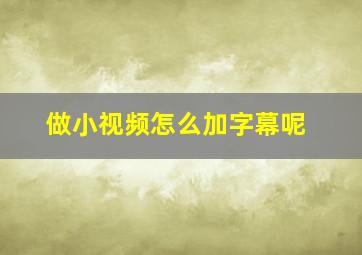 做小视频怎么加字幕呢