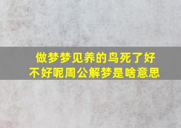 做梦梦见养的鸟死了好不好呢周公解梦是啥意思