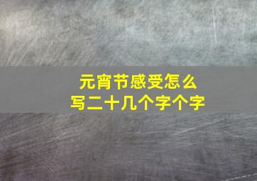 元宵节感受怎么写二十几个字个字