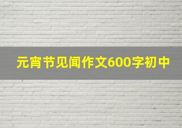 元宵节见闻作文600字初中