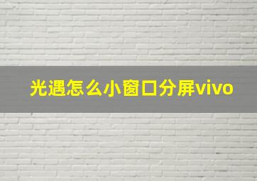 光遇怎么小窗口分屏vivo