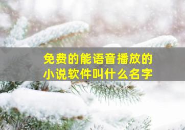 免费的能语音播放的小说软件叫什么名字