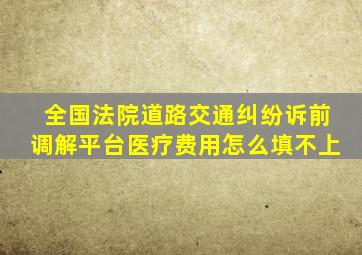 全国法院道路交通纠纷诉前调解平台医疗费用怎么填不上