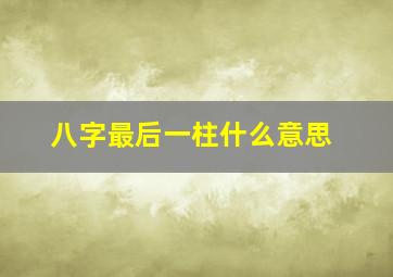 八字最后一柱什么意思