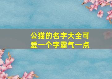 公猫的名字大全可爱一个字霸气一点