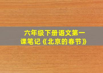 六年级下册语文第一课笔记《北京的春节》