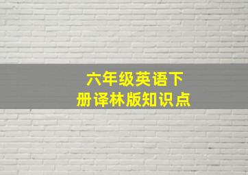 六年级英语下册译林版知识点