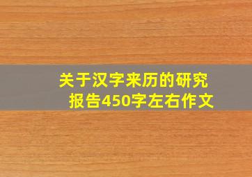 关于汉字来历的研究报告450字左右作文