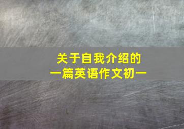 关于自我介绍的一篇英语作文初一