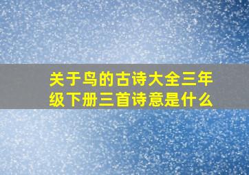 关于鸟的古诗大全三年级下册三首诗意是什么