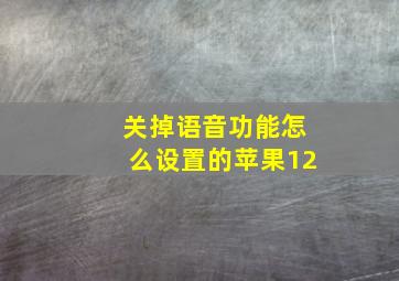 关掉语音功能怎么设置的苹果12