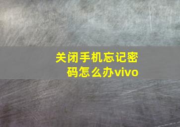 关闭手机忘记密码怎么办vivo