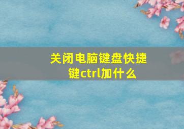 关闭电脑键盘快捷键ctrl加什么